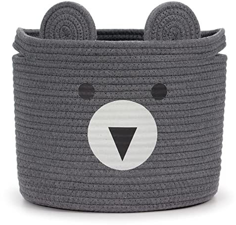 Goodheim Cesto portaoggetti per bambini in cotone per giocattoli e biancheria, cesto per biancheria e giocattoli in uno, decorazione per la cameretta dei bambini, orso grigio