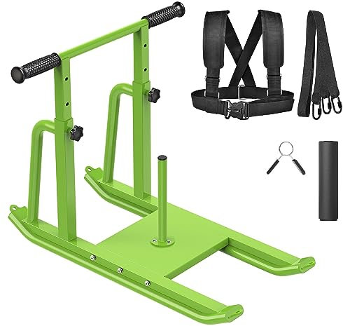 Kipika Gewichtsschlitten, Fitnessschlitten, höhenverstellbar, Gewichtstrainingsschlitten, verbessert die Muskelkraft und Explosivkraft, geeignet für 2,5 cm & 5,1 cm Hantelscheibe, Grün