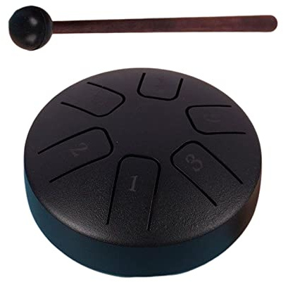 F Fityle Drum Mini Tambour à Main, 6 Notes 3,8 Pouces, avec Maillets, Mini Tambour à Main de Divertissement pour Cadeaux Débutants Musique pour Enfants, Noir givré