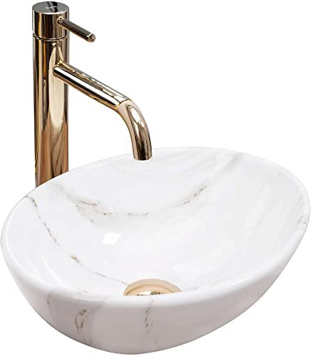 Rea VASQUE À POSER SOFIA MINI SHINY AIAX Lavabo Salle de Bain 350 x 260 x 125 mm en Céramique (Blanc, imitation de marbre)
