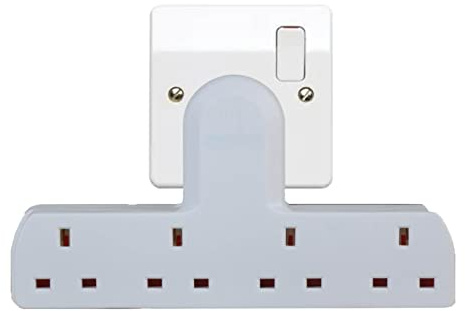 Mr. Gadget's Solutions® 4 Way Gang Wireless Extension Multi Plug In (No Cable) UK Mains Socket Adapter British Approved - 13A