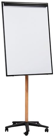 Bi-Office Essence Flipchart Mobile Easel, Superficie magnetica in acciaio laccato, struttura in alluminio nero e legno naturale