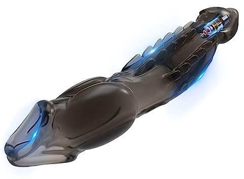 TDLPlus NEU Penis Vibrator Realistischer Monster Dildo Penis Sleeve mit Hodenring, Penishülle Eichel Stimulator Extender Penismanschetten zur Penisverlängerung SexSpielzeug für Männer(Schwarz)