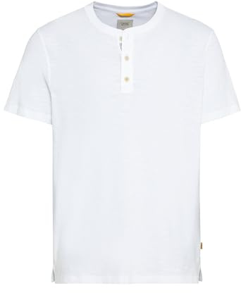 camel active Herren Henley T-Shirt aus Bio-Baumwolle Weiß, Menswear-M