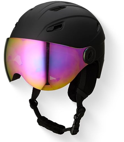 GOOFF Casco da sci Speed con visiera – Casco con ventilazione e protezione – Leggero e design da corsa – Occhiali da sci integrati – per uomini e donne – M