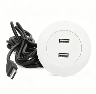 Sofa USB Charging Socket, Universal Flush Mount Installation 5V Dual USB Phone Charging Ports Socket for Sofa, Couch, Table, Bedside(White)