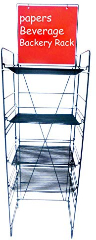 FixtureDisplays® 18 Wide Beverage Rack Wire Shelf 4 Level Magazine Newspaper Publication Stand Soda Packaged Goods Bakery 11490-NEW-NF