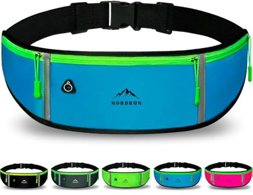 Nordrun® Laufgürtel für alle Handys | Verstellbarer und Wasserdichter Handytasche Joggen | Laufgürtel Handy | Running Belt | Handyhalterung Joggen | Laufen Zubehör | Lauftasche (Blau)
