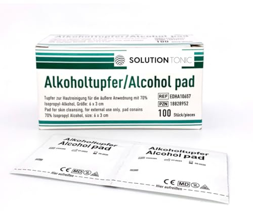 Alkohol Vorbereitungspads Alkoholtupfer, 70% Isopropylalkohol, 100 Stück, Erste Hilfe Alkoholtupfer, einzeln verpackt, Alkoholtupfer für allgemeine Reinigung, 2-lagig, chirurgische Alkoholtupfer