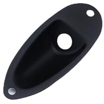 Guyker Guitar Oval Curved Metal Jack Plate, Boat Shape Input Jackplate Socket Ferrule Output for Electric Guitar Bass Replacement Parts, HJ001 black