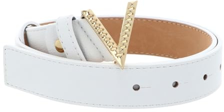 Valentino Gürtel Hampton Plaque Buckle Belt W95 Bian/Oro weiß kürzbar