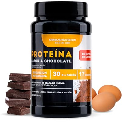 Proteína Instantánea de Clara de Huevo en Polvo de Chocolate (510g) | Proteina en Polvo sin Gluten | Proteinas para Masa Muscular | Proteina sin Lactosa