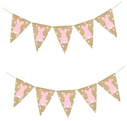 Cabilock 4 Stück Osterbanner Fotobanner Hasen-Ammern geschirr ostern austecherformen ostern Osterparty-Girlande Osterflagge Schwalbenschwanz das Banner schmücken Ziehen Sie die Flagge