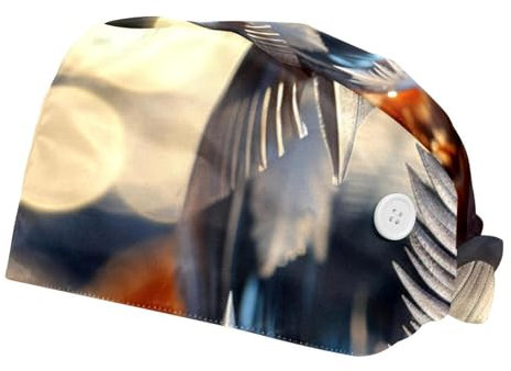 YTYVAGT 2-Pc,Bouffant Nurse Hats,Workout Hat mit Knöpfen und Baumwoll Schweißband,Bubble-Blatt-Wasserball