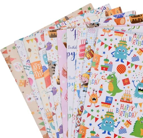 10 Fogli Carta da Regalo per Regali 70 x 50cm, Carta Regalo Compleanno Set, Riciclata Carta da Imballaggio, Carta per Incartare Regali per Compleanno Feste e Regali Anniversari. (Bianco)
