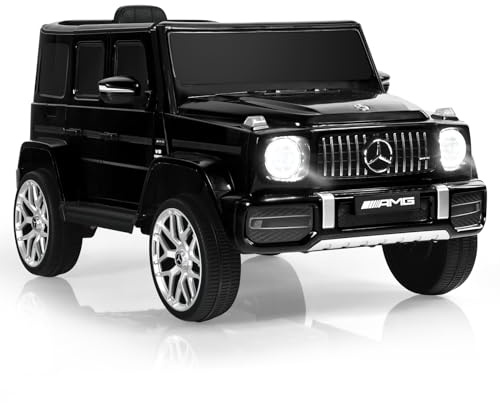 GOPLUS 12 V elbil Mercedes Benz G63, barnfordon med 2,4 G fjärrkontroll, LED-lampor och strålkastare, barnbil 3–5 km/h, för barn 3–8 år, upp till 30 kg (svart)