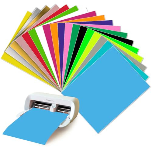 18 Pack Smart Iron on für Cri-cut Joy Xtra, 30.5x24cm, 18 Farben | Plotterfolie Textil Flexfolie Plotter Textil, Selbstklebende Permanentes Plotterfolie Vinyl für DIY T-Shirt Stoffe Bügelfolie