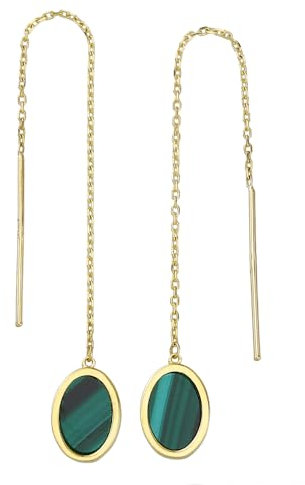 Ohrhänger Ohrringe mit grüne Stein in Echt 585 Gold klassische, schlichte Ohrringe Ohrschmuck hängend Damen Schmuck in Gelbgold inkl. Schmucketui | JC Trauringe 8640