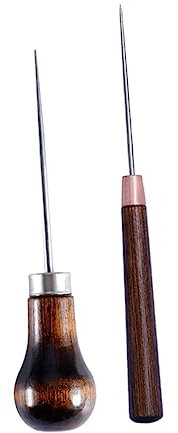 SEWACC 2stücke Holzgriff Nähahlen Mit Nähvorstecher Für Lederhandwerksbedarf Und Schuhreparaturwerkzeuge Nähahlen Aus Hochwertigem Material