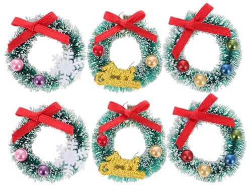 JOINPAYA 6stücke Teiliges Mini Weihnachtskranz Für Puppenhaus Dekoration Klassische Miniatur Kränze Für Mikrolandschaften Weihnachtsdeko Für Kreative Mädchen