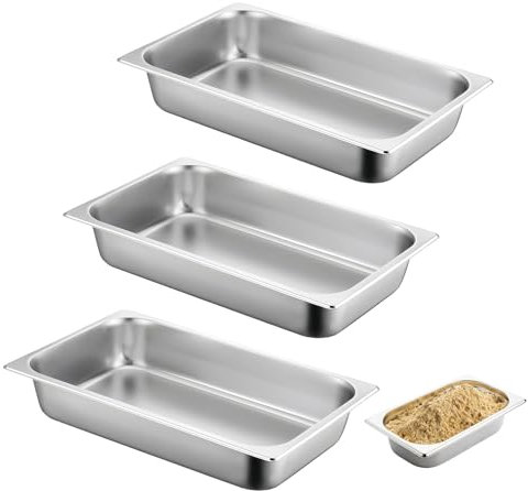 Lot De 3 Bac Inox Alimentaire, Plat Four Rectangulaire, 32.5 * 17.5 * 6.5 CM Plats À Four En Acier Inoxydable, Plat Four Rectangulaire, Bac De Cuisson En Inox, Pour Servir Des Plats Et Gril Gâteaux