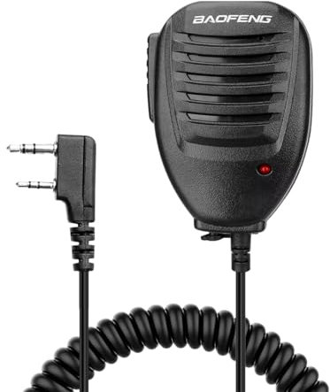 TECHZOCO Microfono altoparlante per walkie talkie, microfono per walkie talkie, compatibile con BaoFeng BF-F8HP UV-5R UV-5R Plus GT-3 BF-888s Radio con sospensione microfono, Led Rosso