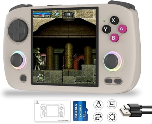RG Cubexx retro game handheld 3.95 Inch IPS screen 720*720 Linux System,RGCube XX with 64G Card Pre-Installed 5373 Games 3800mAh rgcube xx Supports 5G WiFi Bluetooth Online Fighting,Streaming and HDMI