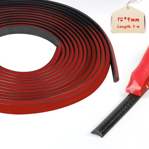 LALAGO Molduras Decorativas Para Pared, Tiras de estuco de poliestireno, Moldura Autoadhesiva Flexible, Rollo de Moldura de Esquina de Espuma, Tira De Ajuste De Pared De Esquina (5M,12x9mm,Negro) | Varilla de cuarto flexible, triángulo TPE para techos y paredes..