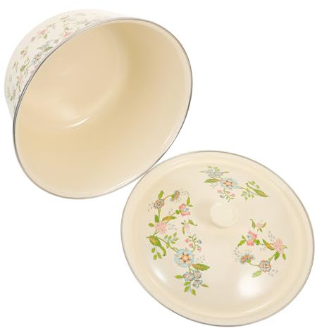 BEBEMOKO Ciotola Smaltata Con Coperchio Da Design Vintage Multi-funzionale Per Zuppa Frutta e Snack Perfetta Per Cucina e Decorazioni Retro
