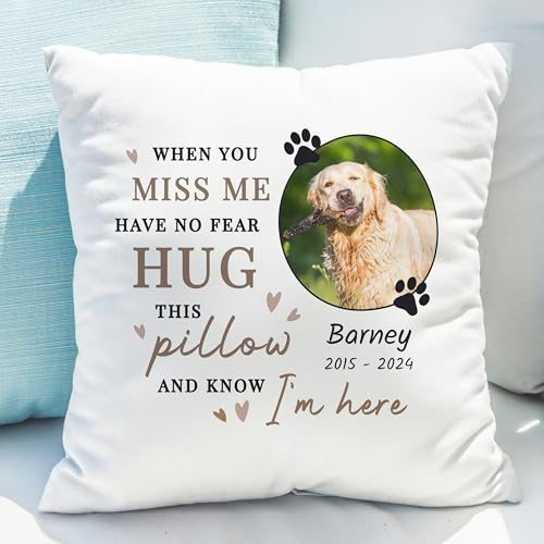 Custom Personalised Memorial Pet Photo Upload Cushion. Great for Pet Lovers, Dogs, Cats, Rainbow Bridge, Pillow