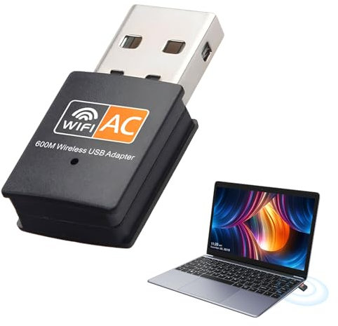 Qianeffort USB WiFi Dongle, AC600 802.11AC Dual Band 2.4Ghz & 5GHz, Mini USB WiFi Adapter for PC Desktop Laptop, Driver Free, Supports Win 11/10/8/7, Mac Os10.15-10.9 (Black)
