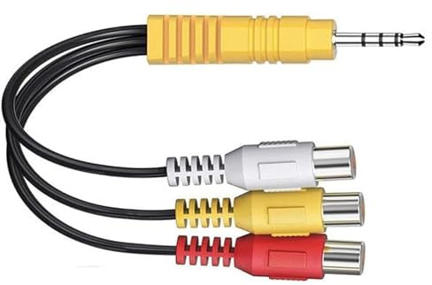GQunit Cable adaptador AV para TV Sumang, cable AV, 23 cm, 3,5 mm macho a 3 RCA hembra, cable adaptador divisor de audio/vídeo, cable conector para AV, audio, video, TV LCD, HDTV