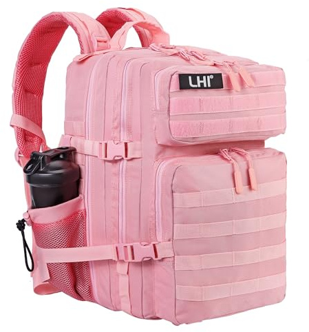 LHI Militärstil Taktischer Rucksack 45L mit MOLLE-System – Wasserdicht für Wandern, Survival, Camping & Outdoor - Rosa
