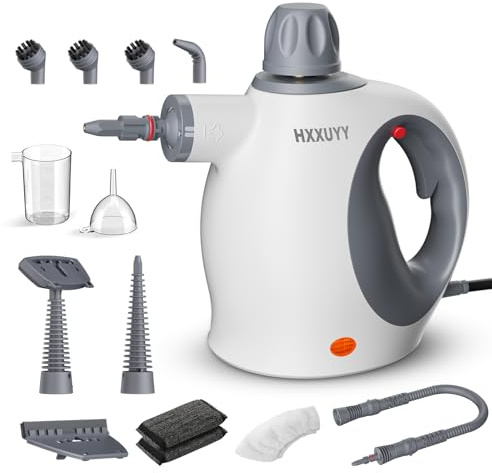Multi-Surface Handheld Pressurized Steam Cleaner with 13 PCS Accessory ，Portable Steamer for Cleaning, Multipurpose Steam Cleaner for Home/Car/Bathroom/Grease/Upholstery/Floor/Grout and More (White)