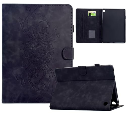 Hülle Kompatibel mit Fire HD 8 12th 2024 2022 / Fire HD 8 2020 / HD 8 Plus 2020 / HD 8 Kids 10th 2020 mit Pencil Halter, Smart Cover aus PU-Leder mit Standfunktion, Magnetverschluss (Schwarz)