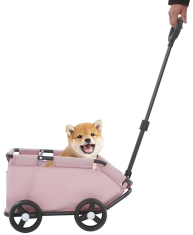 Carrello pieghevole a 4 ruote, passeggino portatile per animali domestici, passeggino per cani, gatti e altri piccoli animali (rosa)