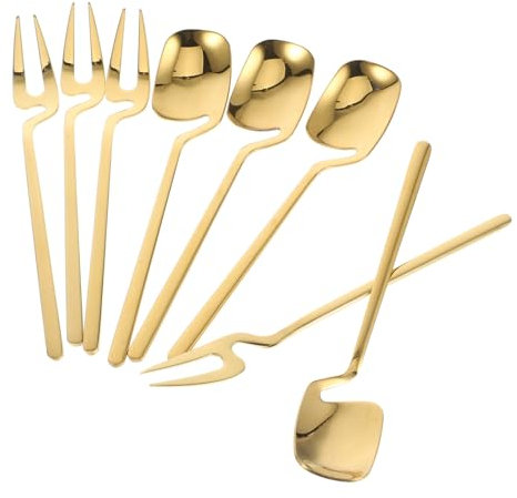 LIFKOME 1 Juego Cubiertos Inoxidable Cucharas y Tenedores Colgantes para Postres Aperitivos y Reutilizables y Resistentes