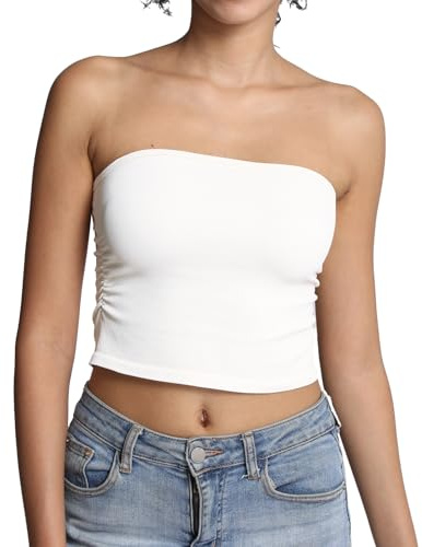 Comfyin Tube Tops for Women Strapless Bandeau Sleeveless Crop Top Basic Backless Summer Going Out Tank Top