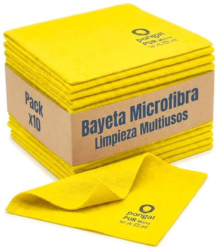 Pongal Pack 10 uds Bayeta Microfibra Pur 38X36 cms (1, Amarillo)