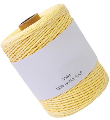 Cinta de papel de rafia para manualidades, 3.28 yardas, 1.5 mm de ancho, cordel de papel de embalaje para envolver bolsas, sombreros, cestas y decoración, hilo de rafia de ganchillo