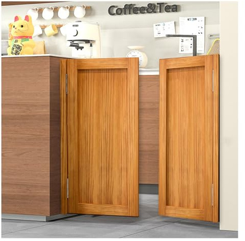 Puerta Batiente 2 Hojas Puerta De Media Cintura De Madera Cierre Automático Para Interiores Entrada Cocina Salón Oficina W70-150cm Personalizable(Yellow-brown,W88*H90cm)