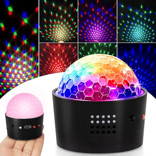ENONEO Luces Discoteca 7 Colores Mini LED Bola Fiestas Luces Disco Luz Bola Giratoria Escenario Disco Ball Light Bolas de Discoteca para Cumpleaños Discoteca Fiesta Bar Navidad Bodas (mini)