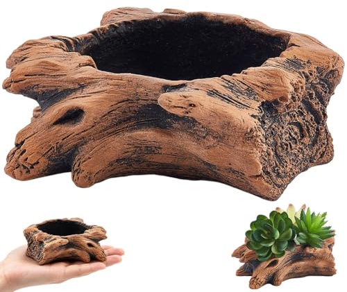 craspire Künstlicher Baumstumpf Pflanztopf Vintage Blumentopf Mit Abflussloch Zement Baumwurzel Treibholz Peru Skulptur Kaktus Sukkulenten Topf Behälter Für Blumen Kakteen Sukkulenten Erdbeeren