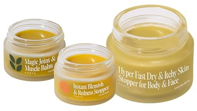 FRØYA Organics The Complete Natural Apothecary for Face & Body | 3 Piece Skincare Set with Moisturizing Balm, Soothing Balm & Massage Balm | Chamomile, Marigold, Eucalyptus & Beeswax | 60 Day Supply