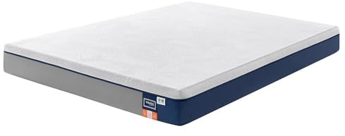 VASAGLE Colchón 135 x 190 cm, Colchón de Matrimonio, Espuma Viscoelástica con Gel, Firmeza Media Tirando a Suave en 7 Zonas, Funda Transpirable y Lavable a Máquina, Grosor 20 cm, Azul RMZ126QZ01