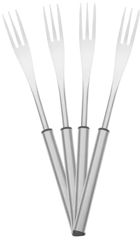 SWETRACE 4 pezzi Forchette per Fonduta in Acciaio Resistente Manici Resistenti al Calore Forchettine Tridentate per Formaggio Cioccolato e Barbecue Utensili Versatili per Riunioni
