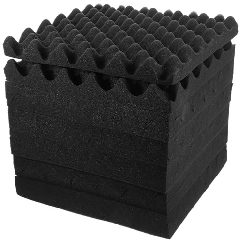 TOVINANNA 12 pièces Panneaux Insonorisation Autocollants Mousse Acoustique Haute Densité Ignifuge pour Murs et Plafonds Isolation Phonique Absorption de Bruit pour Amélioration Sonore