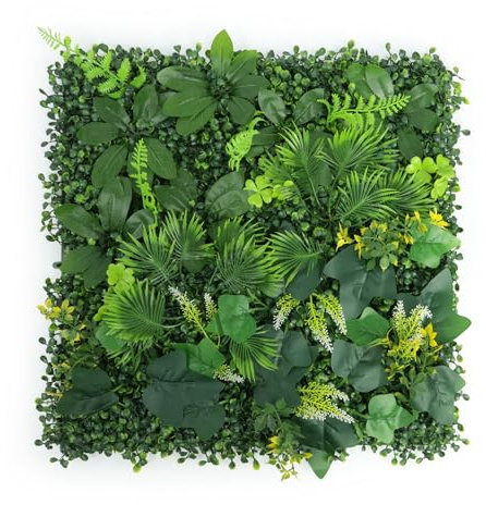 4pcs 20x20 Artificial Grass Wall Panels, Greenery Backdrop Décor | 1sqm Faux Plant Hedges Mat, Ivy Leaves Decor for Privacy Screen Fence Covering, lightweight but density, stability