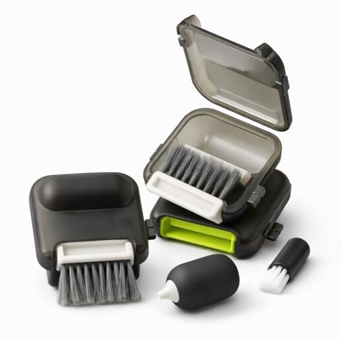 Kit de limpieza electrónica 4 en 1 – Limpiador de teclado con cepillo giratorio, fuelle y mini cepillo – Eliminador de polvo para teclado, portátil, PC, teléfono móvil, cámara, auriculares, caja de