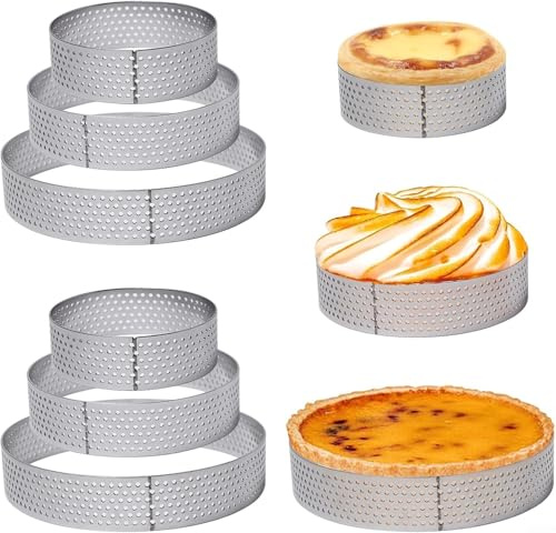 Lot de 2 moules à tarte ronds en acier inoxydable - 20 x 10 x 5 cm - Pour pâtisserie, dessert, mousse, tarte aux fruits - Outil de cuisine professionnel - Argenté